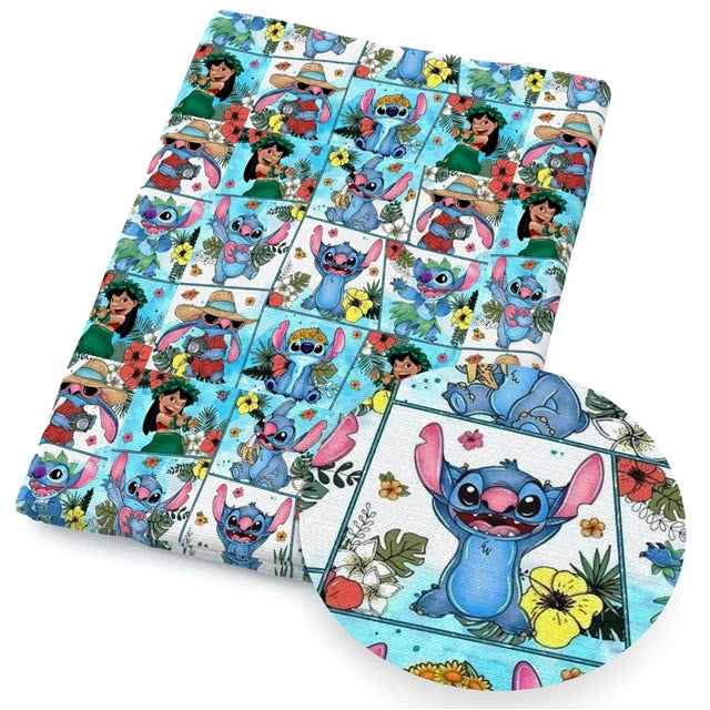 Blue Alien Printed Faux Leather Sheet FeeFiFauxLeather