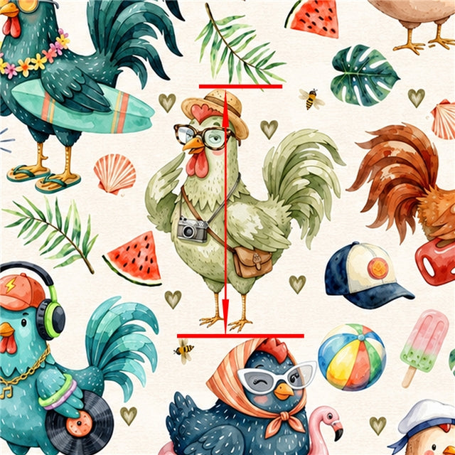 Chickens Farm Printed Faux Leather Sheet FeeFiFauxLeather