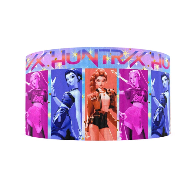 K-Pop Huntrix 1 Yard Printed Grosgrain Ribbon 1 1/2 inch wide FeeFiFauxLeather