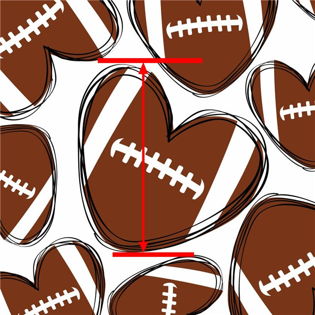 Football Hearts Printed Faux Leather Sheet Litchi has a pebble like feel with bright colors