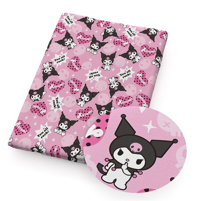 Cute Cat Printed Faux Leather Sheet Litchi has a pebble like feel with bright colors