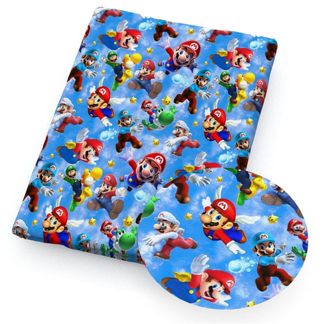 Super Mario Printed Faux Leather Sheet FeeFiFauxLeather
