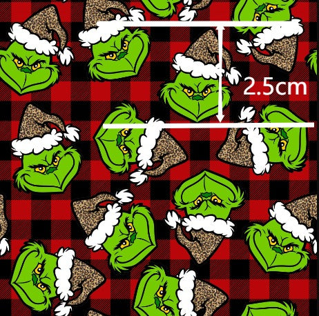 The Grinch Christmas Printed Faux Leather Sheet FeeFiFauxLeather