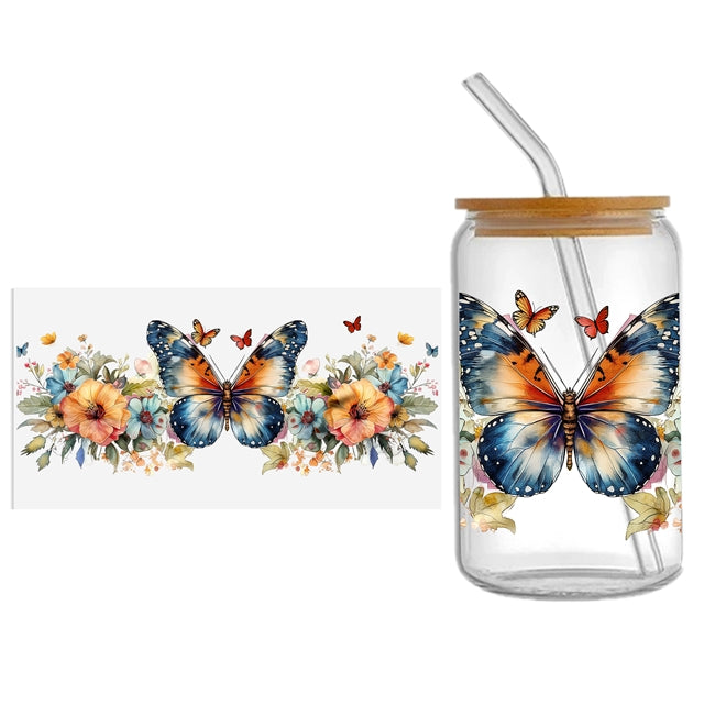 Butterflies Floral UV DTF Cup Wrap – Decorative Wrap for DIY Drinkware Projects FeeFiFauxLeather