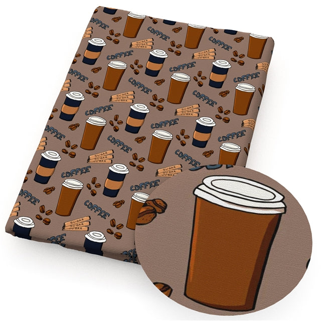 Fall Coffee Printed Fabric
