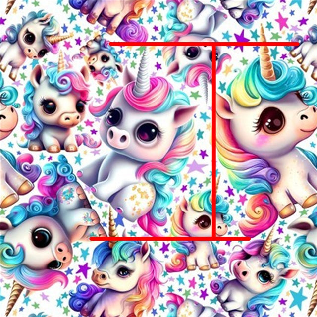 Unicorn Colorful Rainbow Printed Faux Leather Sheet Litchi has a pebble like feel with bright colors