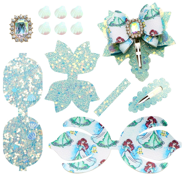 Princess Printed Faux Leather Pre-Cut Bow Clip Includes Centerpiece FeeFiFauxLeather