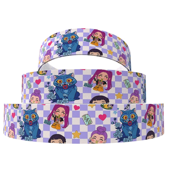 K-Pop Huntrix 1 Yard Printed Grosgrain Ribbon 1 1/2 inch wide FeeFiFauxLeather