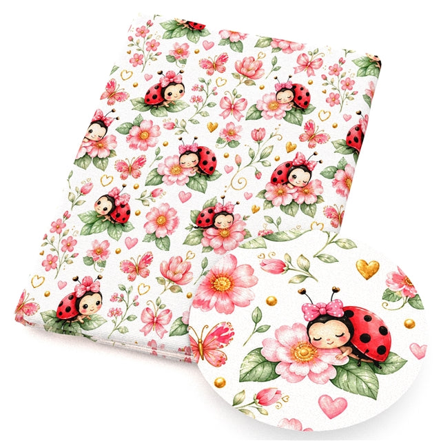 Ladybug Printed Faux Leather Sheet FeeFiFauxLeather