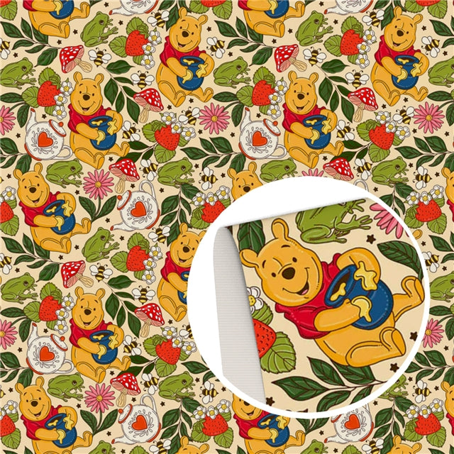 Pooh Bear Printed Faux Leather Sheet FeeFiFauxLeather
