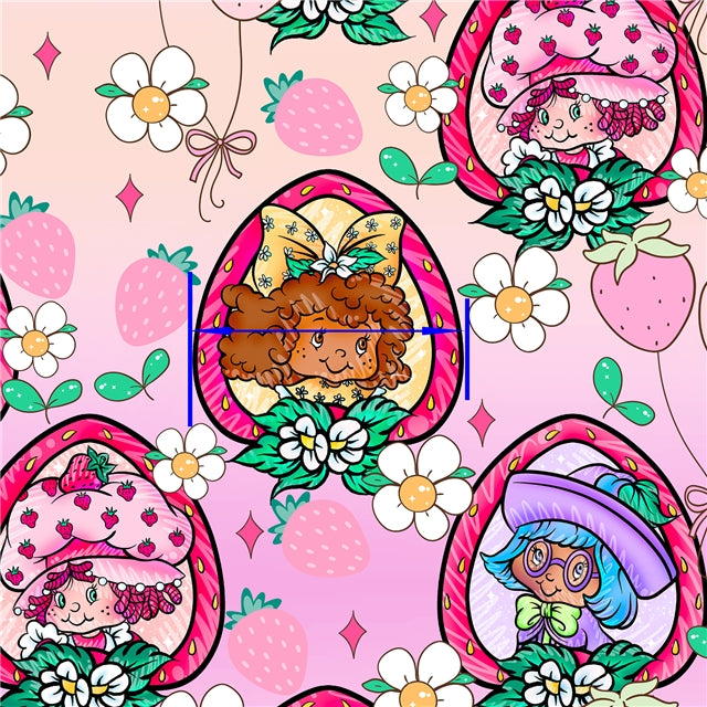 Strawberry Shortcake Printed Faux Leather Sheet FeeFiFauxLeather