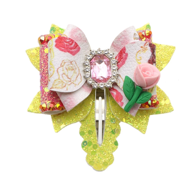Princess Printed Faux Leather Pre-Cut Bow Clip Includes Centerpiece FeeFiFauxLeather