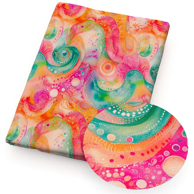 Colorful Design Printed Fabric FeeFiFauxLeather