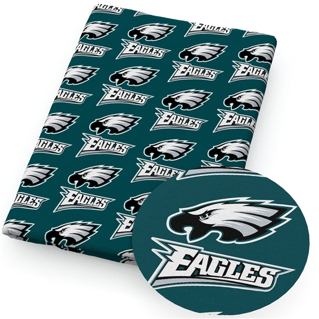 Eagles Football Litchi Printed Faux Leather Sheet Litchi has a pebble like feel with bright colors