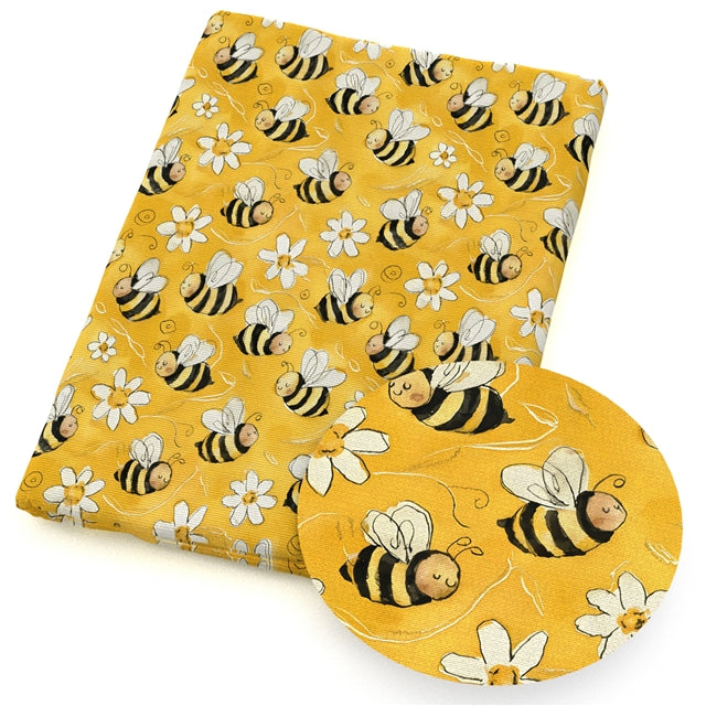 Bees Bloom Printed Faux Leather FeeFiFauxLeather