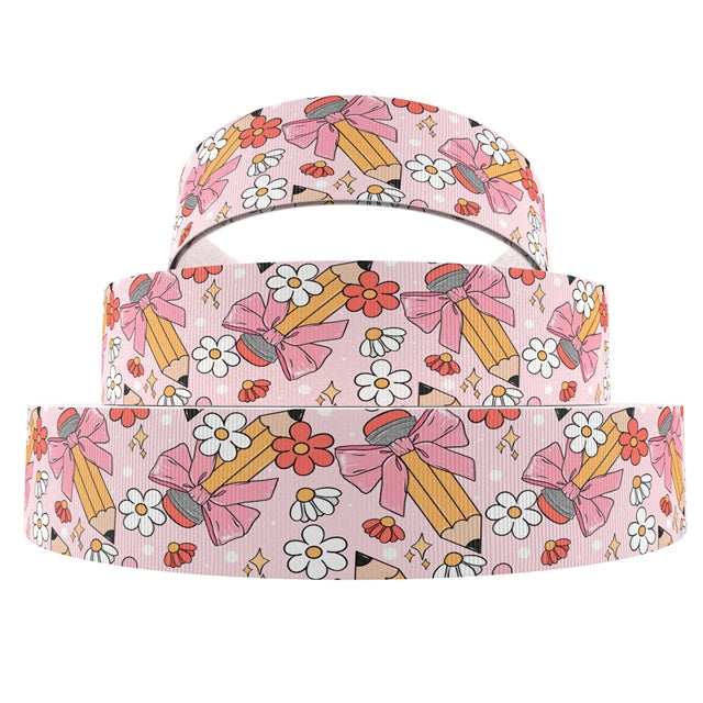 Back To School 1 Yard Printed Grosgrain Ribbon