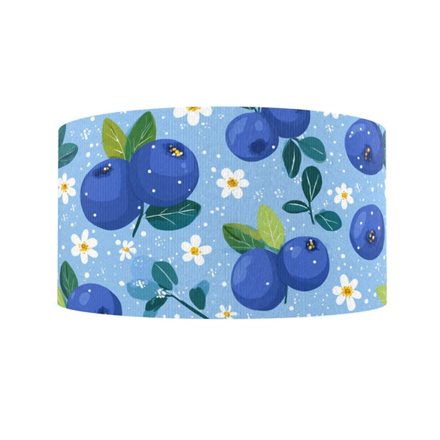 Blueberry 1 Yard 1 1/2 Inch Wide Printed Grosgrain Ribbon FeeFiFauxLeather