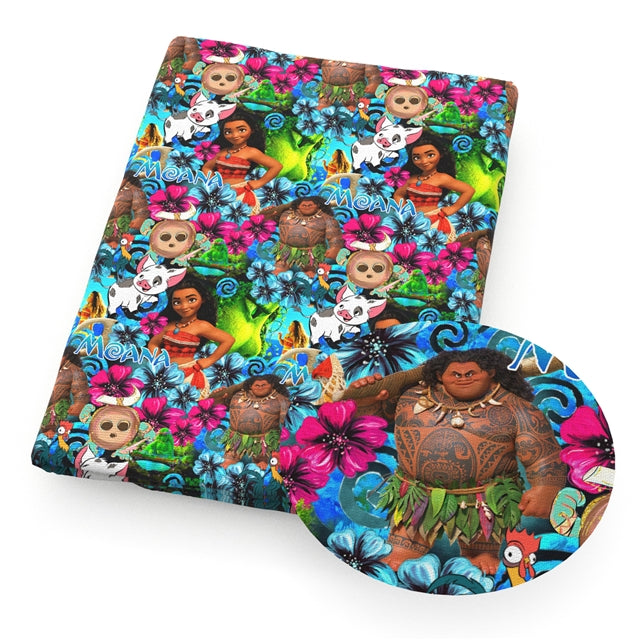 Moana Printed Faux Leather Sheet Litchi has a pebble like feel with bright colors