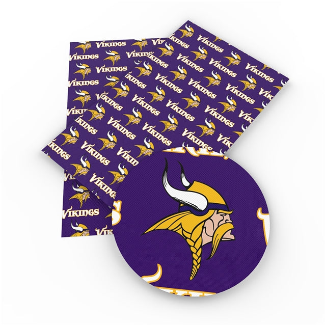Vikings Footballs Printed Fabric FeeFiFauxLeather