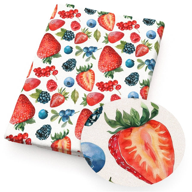 Strawberry Printed Faux Leather Sheet FeeFiFauxLeather