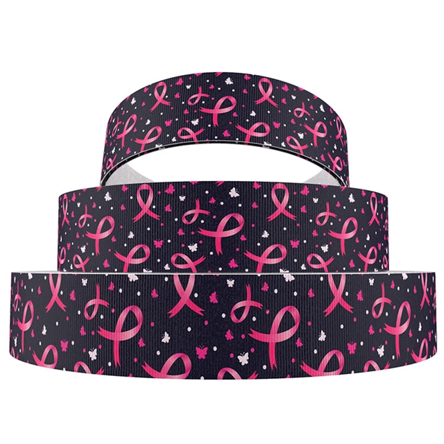 Breast Cancer Awareness 1 Yard Printed Grosgrain Ribbon 1 1/2 inch wide