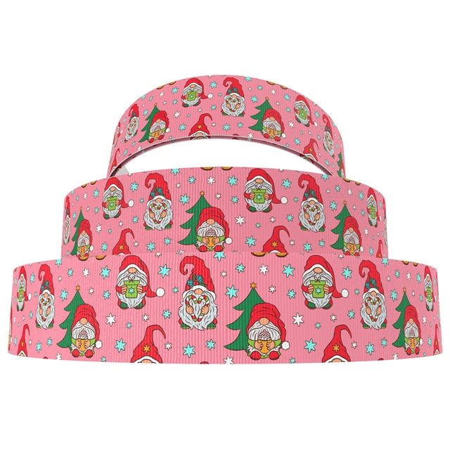 Christmas Gnomes 1 Yard Printed Grosgrain Ribbon 2 1/2 inch wide