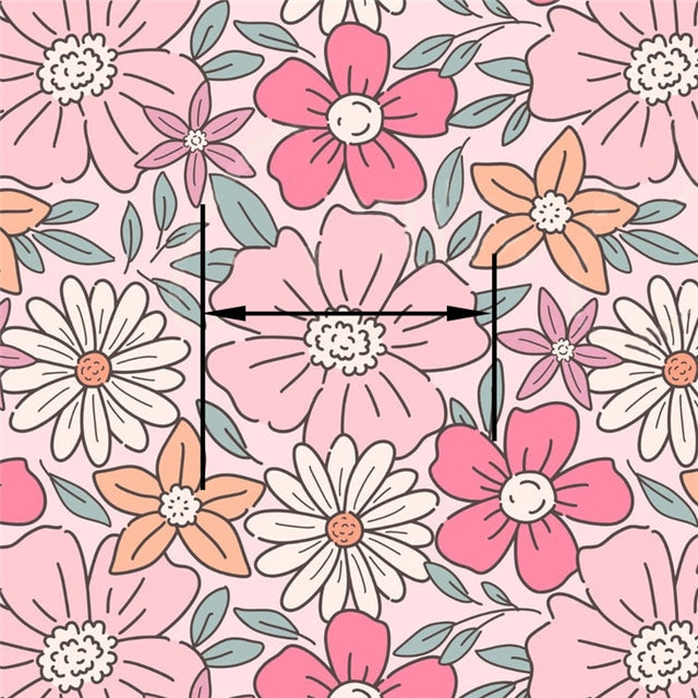 Vintage Daisy Bloom Printed Faux Leather Sheet FeeFiFauxLeather