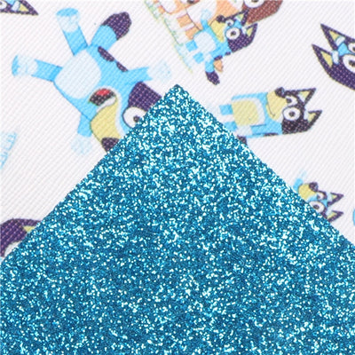 Bluey Glitter Double Sided Pattern Faux Leather Sheet