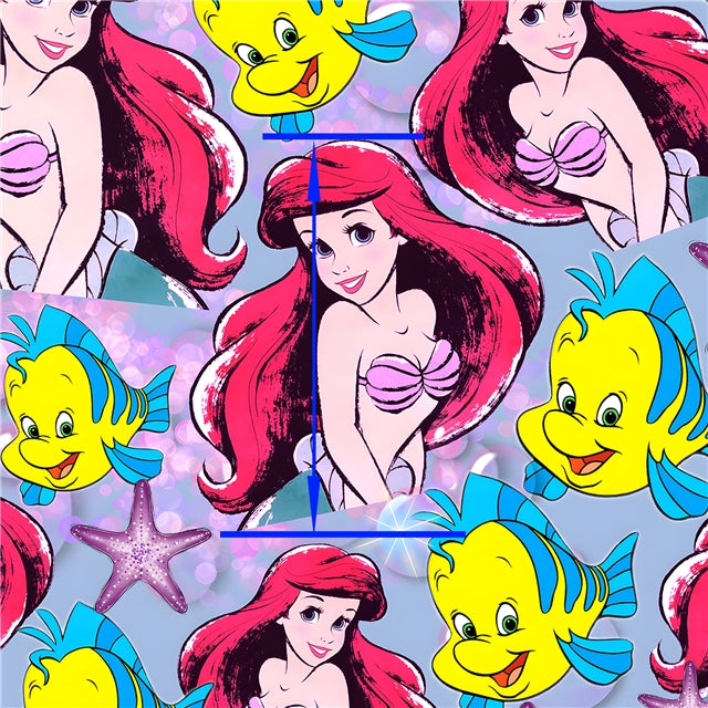 Ariel Mermaid Printed Fabric