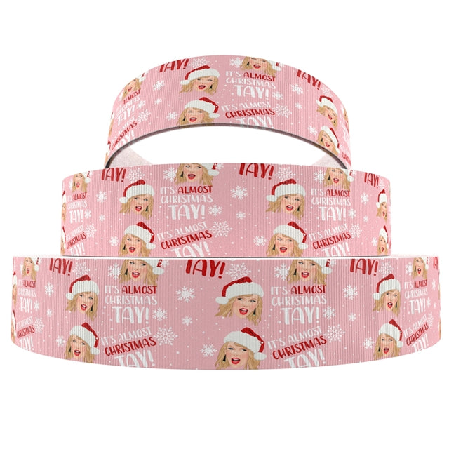 Taylor Swift  Christmas 1 Yard Printed Grosgrain Ribbon