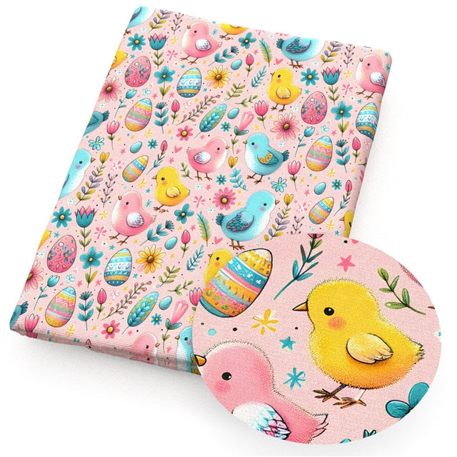 Easter Chicks Printed Faux Leather Sheet