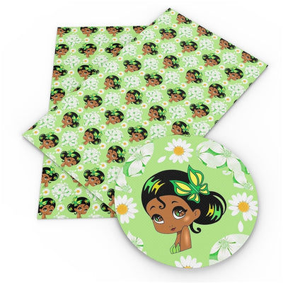 Tiana Princess & The Frog Litchi Printed Faux Leather Sheet Litchi has a pebble like feel with bright colors