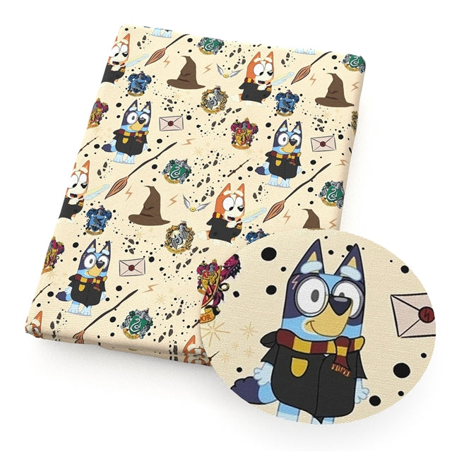 Bluey Harry Potter Printed Faux Leather Sheet Litchi has a pebble like feel with bright colors