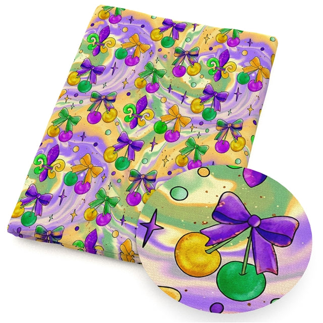 Mardi Gras Printed Faux Leather Sheet FeeFiFauxLeather