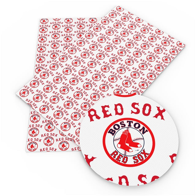 Red Sox Baseball Printed Faux Leather FeeFiFauxLeather