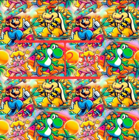 Super Mario Printed Faux Leather Sheet FeeFiFauxLeather