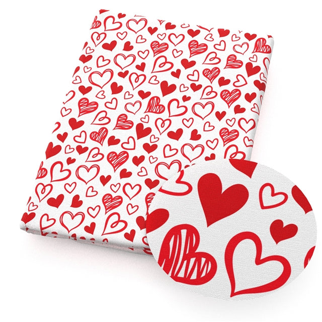 Hearts Valentine Litchi Printed Faux Leather Sheet Litchi has a pebble like feel with bright colors