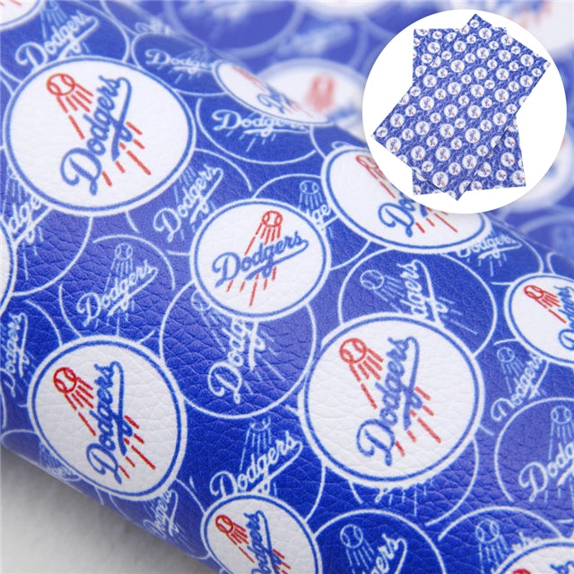 Dodgers Baseball Litchi Faux Leather Print Sheet