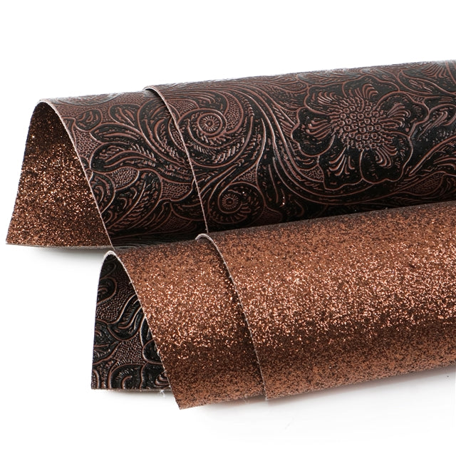 Leather Design Glitter Double Pattern Faux Leather Sheet FeeFiFauxLeather