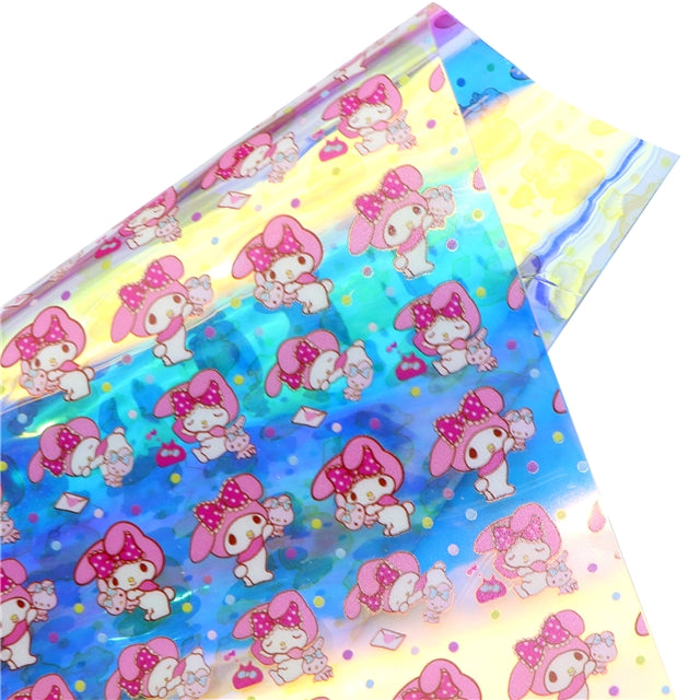 Cute Cat Holographic Printed Faux Leather Print Sheet