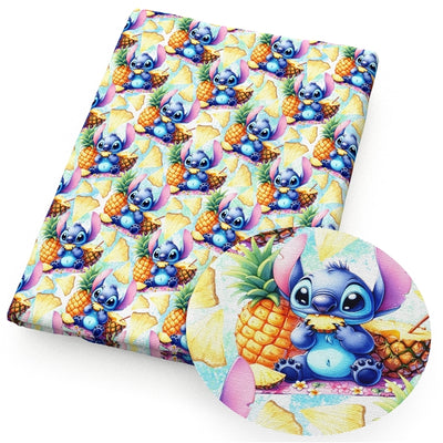 Stitch Printed Faux Leather Sheet Litchi has a pebble like feel with bright colors