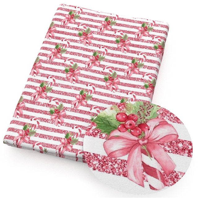 Christmas Pink Candy Cane Textured Liverpool/ Bullet Fabric