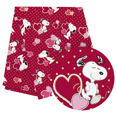 Snoopy Valentine Gold Foil Printed Faux Leather Sheet Bright colors