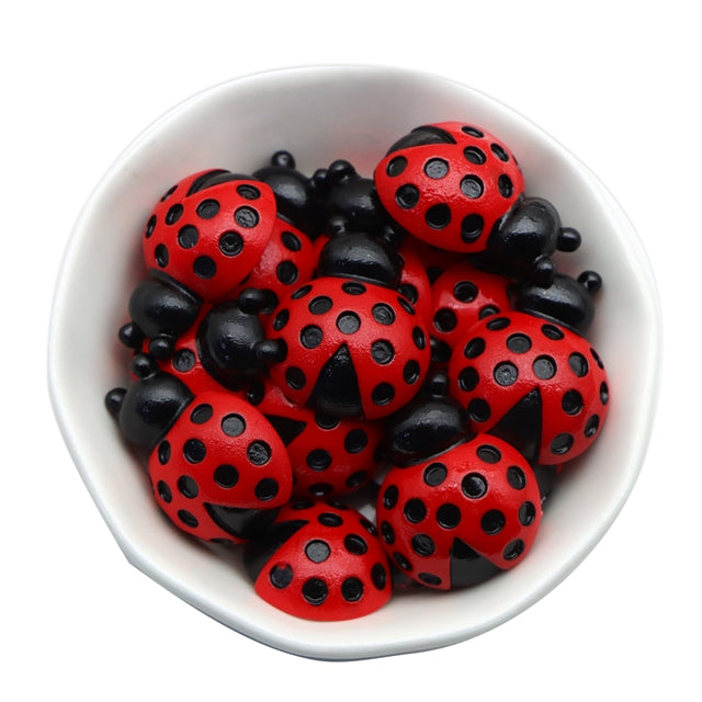 3-D Ladybug Acrylic Resin 5 piece set FeeFiFauxLeather