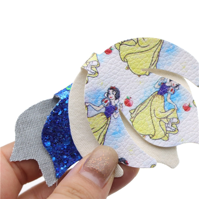 Princess Printed Faux Leather Pre-Cut Bow Clip Includes Centerpiece