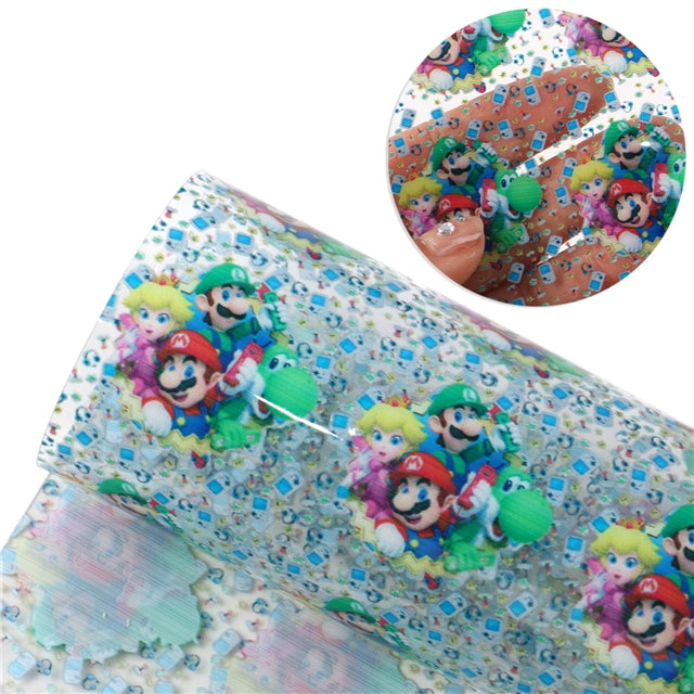 Mario Bros Printed Faux Leather Sheet FeeFiFauxLeather
