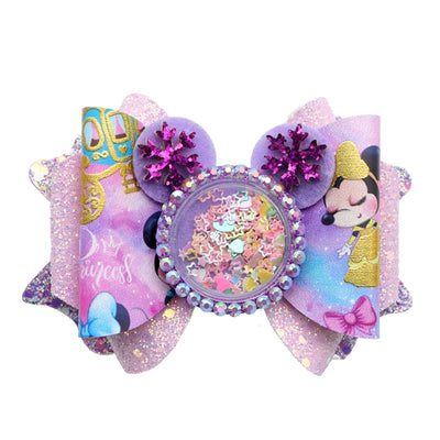 Minnie Mouse Printed Faux Leather Pre-Cut Bow Includes Centerpiece