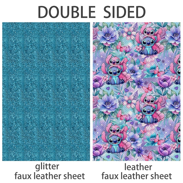 Blue Alien Glitter Double Sided Faux Leather Sheet FeeFiFauxLeather