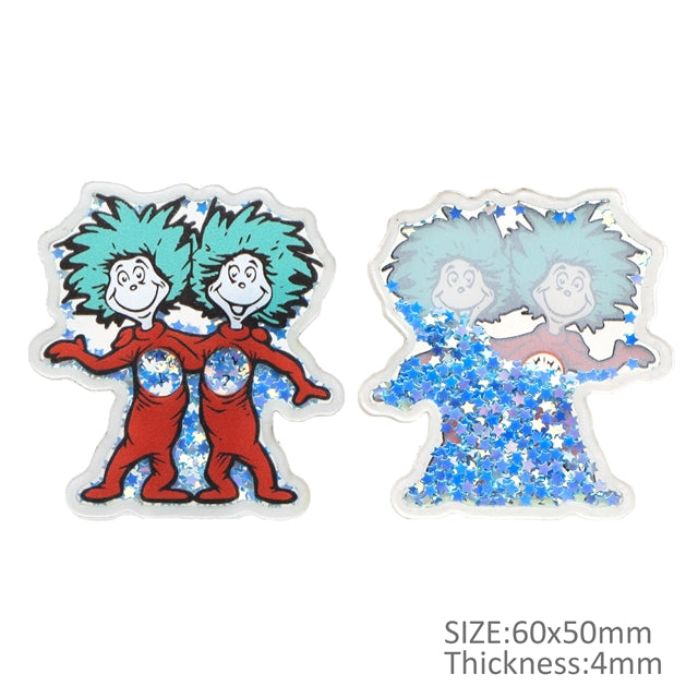Thing 1 and Thing 2 Dr Seuss Quicksand Sequin Resin