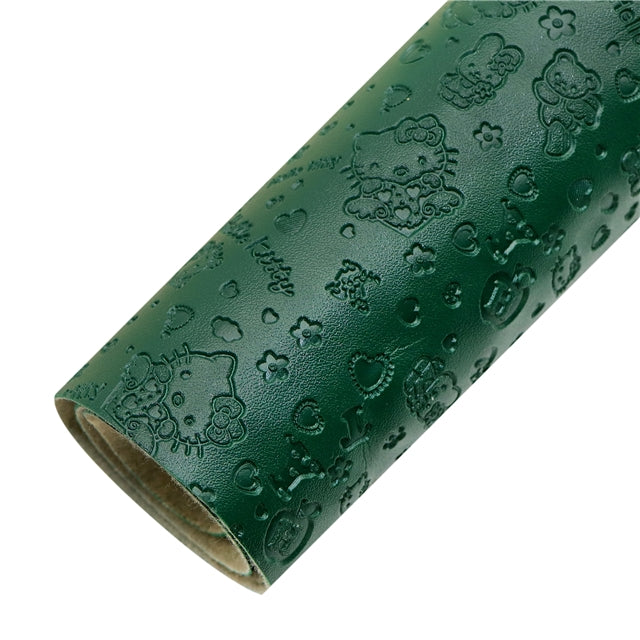 Cat Printed Faux Leather Sheet Litchi has a pebble like feel with bright colors FeeFiFauxLeather
